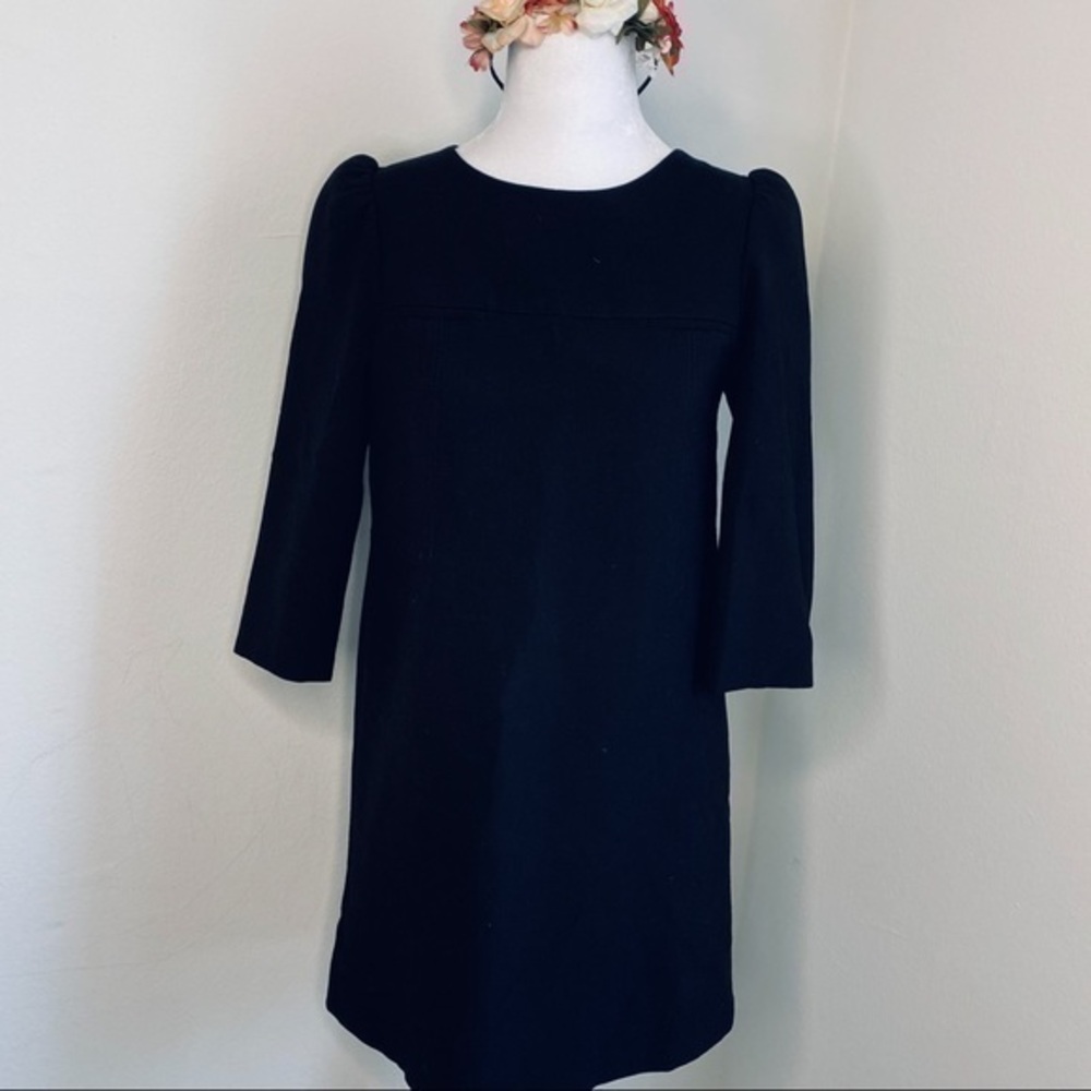 Zara black midi puffy long sleeves dress